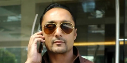 Bollywood actor Rahul Bose was seen wearing gold Ray-Ban Aviator 3025 001/33 sunglasses with brown lenses in a Times of India feature. Shop online now on Pretavoir