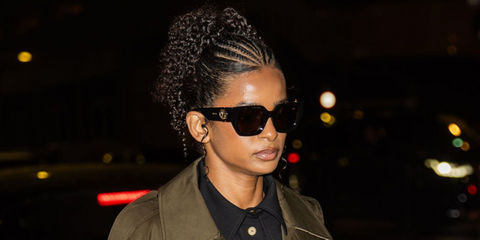 Somali professional boxer sand model Ramla Ali was seen wearing black Burberry BE4472U 3001/87 sunglasses at the Burberry Fall/Winter 2026 fashion show during London Fashion Week.