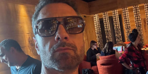 Italian actor Raoul Bova was seen wearing grey David Beckham DB 7151/S CBLHA sunglasses with brown lenses in his Instagram post, May 2025.