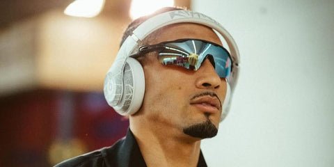 Brazilian footballer Raphinha was seen wearing matte black Oakley Radar EV Path OO9208 55 sunglasses with blue h2o Prizm Polarised lenses in his Instagram post, April 2025. Shop online now on Pretavoir