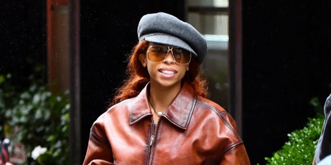 Singer-songwriter Ravyn Lenae was seen wearing gold Tom Ford Stavros TF1204 30E sunglasses with yellow lenses in New York City, September 2025.