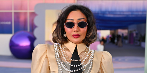 Saudi fashion influencer Reem Al Swaidi was seen wearing Miu Miu MU 52YS ZVF1V1 sunglasses at the HIA HUB 2024 in Riyadh, Saudi Arabia