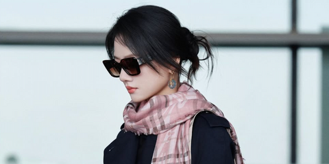 Chinese actress Ren Min was seen wearing tortoiseshell Burberry BE4476 3002/74 square sunglasses at the Burberry FallWinter 2026 fashion show during London Fashion Week.