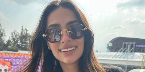 Mexican actress Renata Notni was seen wearing black and gold Akoni Juno Two AKS 307A sunglasses at the 2024 F1 Grand Prix of Mexico