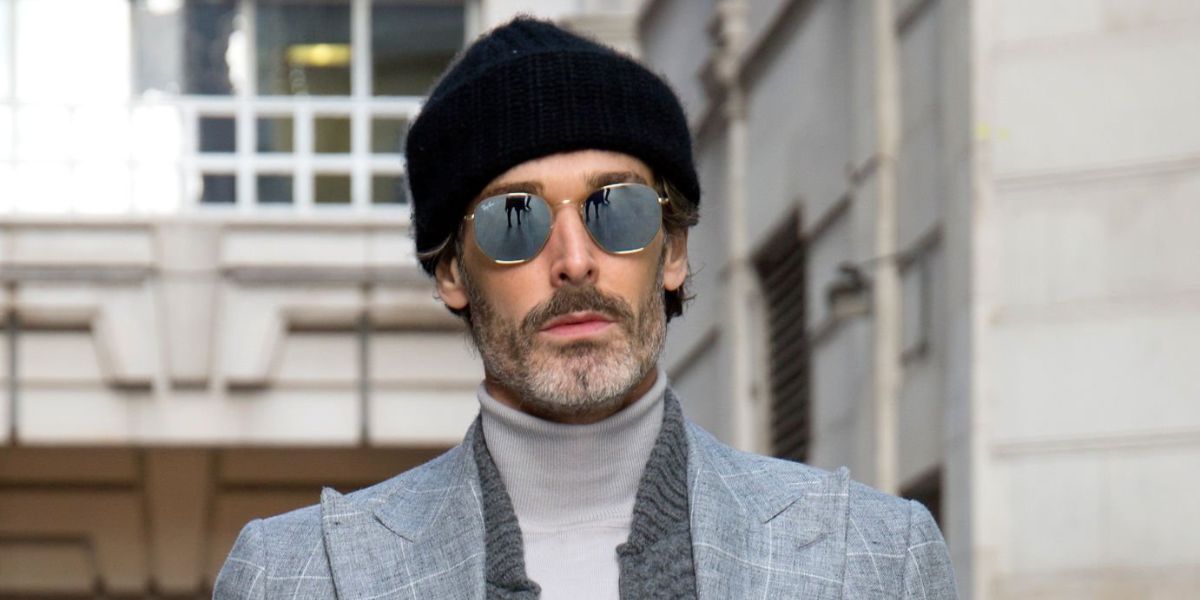 Internet personality Richard Biedul was seen wearing Ray-Ban RB3548N 001/30 Hexagonal Gold with Flat Lens sunglasses during London Men's Fashion Week season Fall/Winter 2018