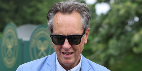 Richard E. Grant was seen wearing black Ray-Ban RB 4420 601/9A Polarised sunglasses at the Wimbledon Tennis Championships 2024.