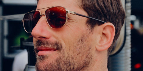 Roman Grosjean was seen wearing gold Dita Lancier LSA-417 DLS 417 01 sunglasses with brown Polarised lenses