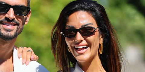 Italian television personality Rosa Perrotta was seen wearing black Bottega Veneta BV1390S 001  cat eye sunglasses at the Venice Film Festival 2025.