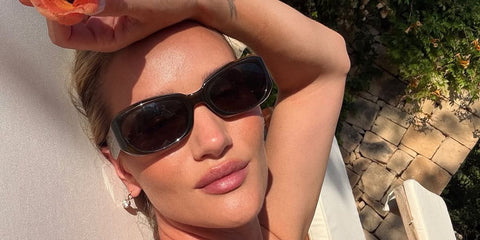Rosie Huntington-Whiteley was seen wearing black Saint Laurent Sun SL 868 001 sunglasses in Malta, shared through her Instagram post in July 2026.