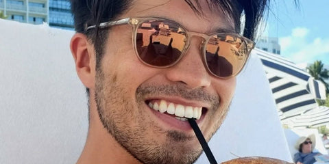 Actor Ross Butler was seen wearing Oliver Peoples Finley Esq Sun OV5298SU 1471/42 Blush/Rose Quartz sunglasses in his Instagram post, March 2023. Shop online now on Pretavoir