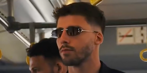 Portuguese footballer Ruben Dias was seen wearing gold Cartier CT0465S 001 rimless sunglasses with grey gradient lenses. Shop online now on Pretavoir