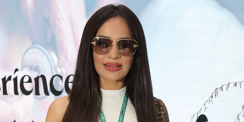 Canadian congresswoman and former actress Ruby Dhalla was seen wearing gold Versace 2282 1002/5 sunglasses ahead of the F1 Grand Prixn of Abu Dhabi 2025.