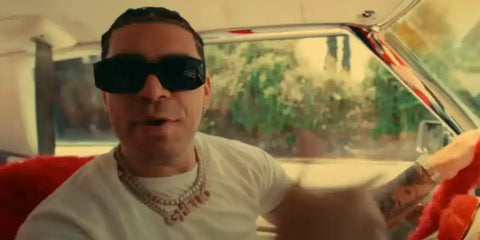 Colombian reggaeton artist Ryan Castro was seen wearing black Versace 4425U GB1/87 sunglasses in his 2024 music video QUEMA featuring Peso Pluma
