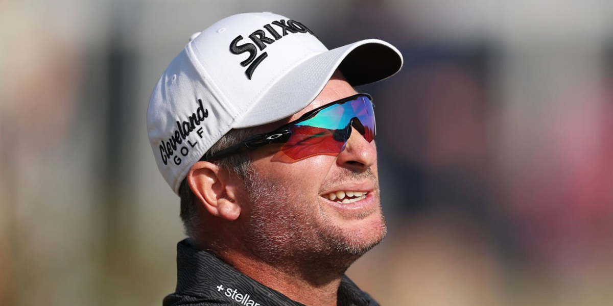 New Zealand golfer Ryan Fox was seen wearing black Oakley Radar EV Path OO9208 44 sunglasses with prizm golf lenses at The Open golf championship in Southport, England, July 2026.