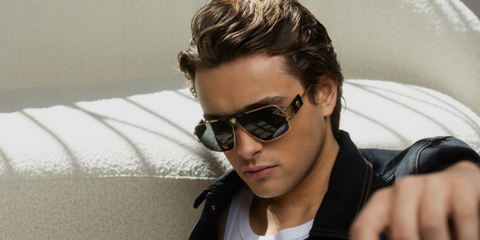 Italian model and influencer Ryan Prevedel was seen wearing Versace 2251 1002/87 square sunglasses in an editorial page of The Eyes Fashion
