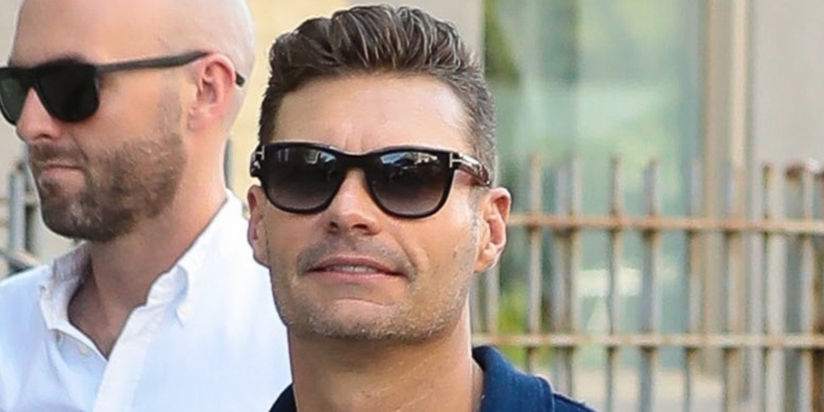 Ryan Seacrest was seen wearing black Tom Ford Kendel TF1076 01B sunglasses with grey gradient lenses