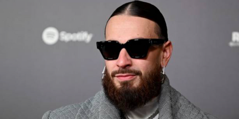 French rapper SCH was seen wearing black Dolce&Gabbana DG4413 675/R5 sunglasses at the first edition of "Les Flammes" music award ceremony in Paris May 2023.