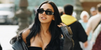 Egyptian actress Salma Abu Deif was seen wearing black Prada PR 17WS 1AB5S0 Symbole Sunglasses in her Instagram post, December 2023. Shop online now on Pretavoir