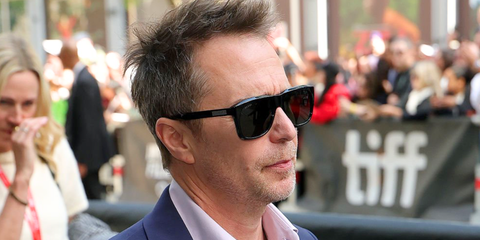 Sam Rockwell was seen wearing black Gucci GG2077S 001 square sunglasses at the Toronto International Film Festival 2026.