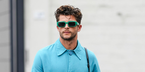 British content creator Sam Salter was seen wearing green Prada PR 27ZS 11L08Z sunglasses at the Prada Menswear Fall/Winter 2025 fashion show during Milan Men's Fashion Week. Shop online now on Pretavoir