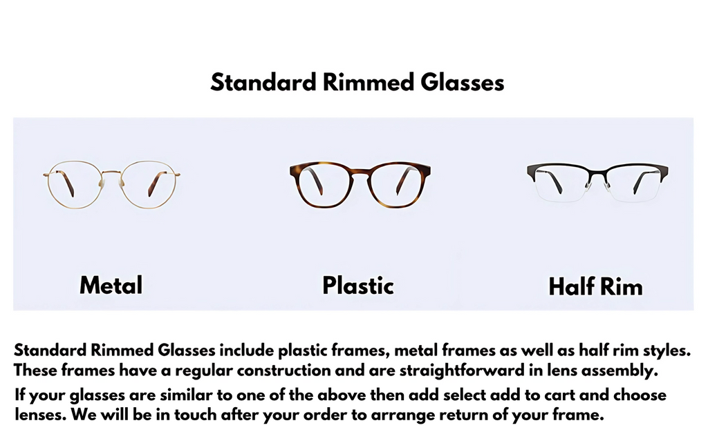 Standard Rimmed Glasses Re-Lens