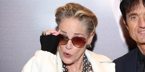 Sharon Stone wears Tom Ford Evangeline TF1106 28G sunglasses at the Torino Film Festival 2024