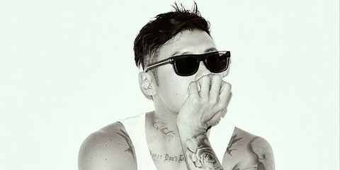 Hong Kong actor and singer Shawn Yue was seen wearing black Prada PR B12S 16K731 sunglasses in an Esquire China feature, March 2026.