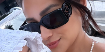 Shay Mitchell Gucci GG Rectangle sunglasses