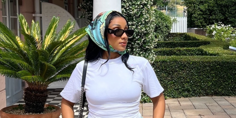 Influencer Sherlina Nym was seen wearing black Prada PR 17WS 1AB5S0 Symbole Sunglasses in her Instagram post, November 2024. Shop online now on Pretavoir