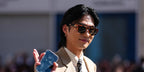Japanese model Shuzo Ohira was seen wearing tortoiseshell Saint Laurent SL 798 Maxime 003 sunglasses at the Saint Laurent Menswear SpringSummer 2026 fashion show during Paris Men's Fashion Week