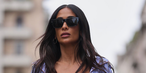 Brazilian influencer was seen wearing black Dolce&Gabbana DG4451 3403/87 sunglasses at the Dolce & Gabbana Fall/Winter 2026 fashion show during Milan Fashion Week