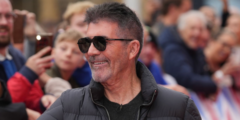 Simon Cowell was seen wearing black Prada PR A58S 1AB5Z1 Polarised aviator sunglasses at the Britain's Got Talent Blackpool auditions, October 2025. Shop online now on Pretavoir