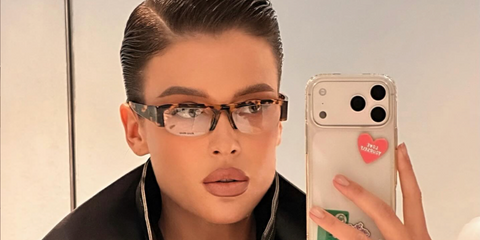 Russian actress and model Sofia Nikitchuk was seen wearing tortoiseshell Miu Miu MU B07S 14L08N sunglasses with clear Blue Control lenses in Paris, shared through her Instagram post in March 2026