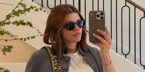 Sofia Richie was seen wearing black Prada PR B15S 16K731 sunglasses in her Instagram mirror selfie, March 2026.