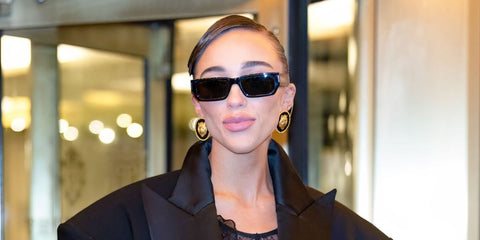Sophia Culpo was seen wearing black Saint Laurent Sun SL 660 001  rectangular sunglasses at the Cristiano Siriano Fall/Winter 2024 fashion show during New York Fashion Week. Shop online now on Pretavoir