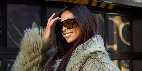 Television personality Sophie Piper of Love Island was seen wearing black Tom Ford Bronson TF1044 01E sunglasses with brown lenses in her Instagram post, December 2025.