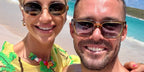 Spencer Matthews, pictured with wife Vogue Williams, was seen wearing Cutler and Gross Sun X The Great Frog Titan GFSN014 03 Crystal Tobacco sunglasses in his Instagram post