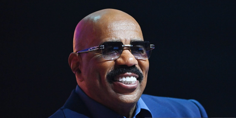 Steve Harvey was seen wearing antique silver Dita Meta Evo One DTS 147 02 sunglasses with blue gradient lenses onstage during Invest Fest 2026 in Atlanta, Georgia.