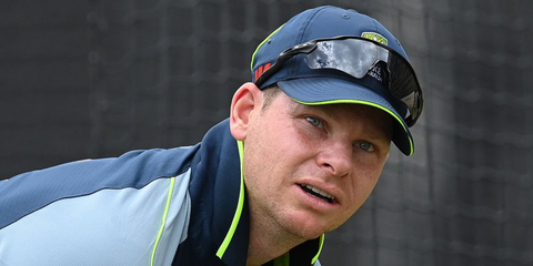 Steve Smith was seen wearing black Oakley Radar EV Path OO9208 52 Prizm sunglasses during an Australia nets session in Perth, November 2025.