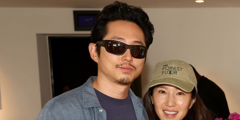 Actor Steven Yeun was seen wearing matte black Maui Jim Mauklele 682-02 / MJ0682S 001 sunglasses at the Netflix's Jay Kelly Los Angeles Tastemaker Screening, October 2025.