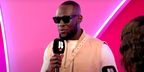 Stormzy was seen wearing black Prada PR 19WS 1AB5S0 square sunglasses to attend the 2025 Brit Awards