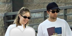 Suki Waterhouse, pictured with husband Robert Pattinson, was seen wearing DMY Studios Valentina DMYSUN04SB Black sunglasses in Los Angeles, September 2024. Shop online now on Pretavoir
