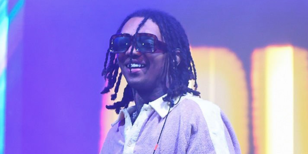 Swae Lee was seen wearing tortoiseshell Loewe x Paula's Ibiza LW40064U 53V sunglasses with blue lenses at BET Experience Fan Fest 2026 in Los Angeles