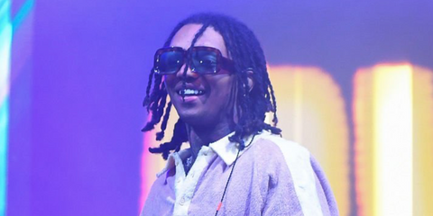 Swae Lee was seen wearing tortoiseshell Loewe x Paula's Ibiza LW40064U 53V sunglasses with blue lenses at BET Experience Fan Fest 2026 in Los Angeles