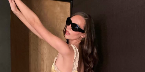 Digital tastemaker Sydney Carlson was seen wearing black Saint Laurent SL 736 001 pillowed sunglasses at the Saint Laurent Grammy Awards 2026 after party.