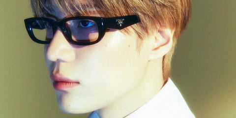 South Korean singer Taemin of SHINee was seen wearing black Prada PR B05V 16K1O1 optical glasses in Marie Claire Korea feature, January 2025.