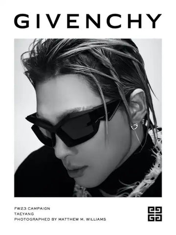 Taeyang was seen wearing shiny black Givenchy GV40049U 01A sunglasses in the Givenchy Fall/Winter 2023 campaign. Shop online now on Pretavoir