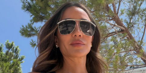 Tamara Kalinic was seen wearing silver Saint Laurent Victoire SL 820 001 sunglasses in Monaco, August 2026.