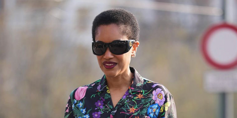 Fashion blogger and internet personality Tamu McPherson was seen wearing black Gucci GG2170S 001 sunglasses at the Gucci Fall/Winter 2026 fashion show during Milan Fashion Week 
