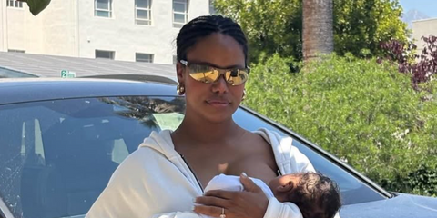Actress and dancer Taylour Paige was seen wearing rust metal Miu Miu MU A02S 16Y8G1 sunglasses with gold lenses in her Instagram post, May 2025. Shop online now on Pretavoir